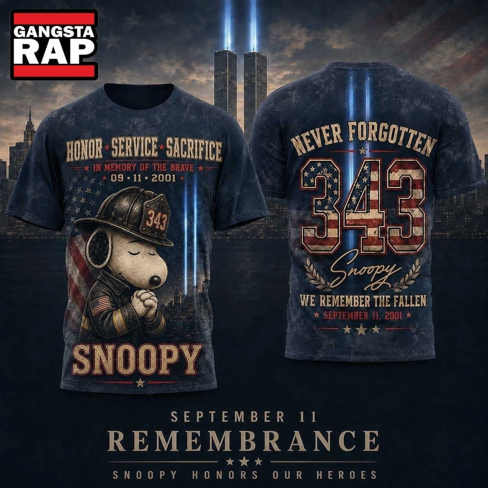 Snoopy 343 Tribute Twin Towers September 11 Remembrance 3D Shirt