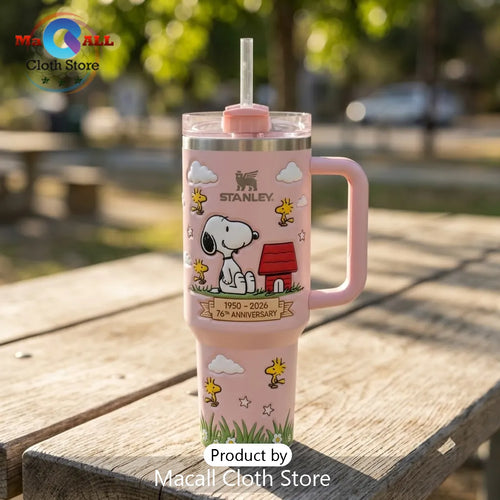 Snoopy 76th Anniversary Pink 40oz Tumbler Cup