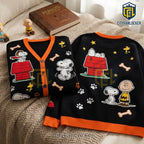 Snoopy and Friends Black Retro V-Neck Cardigan