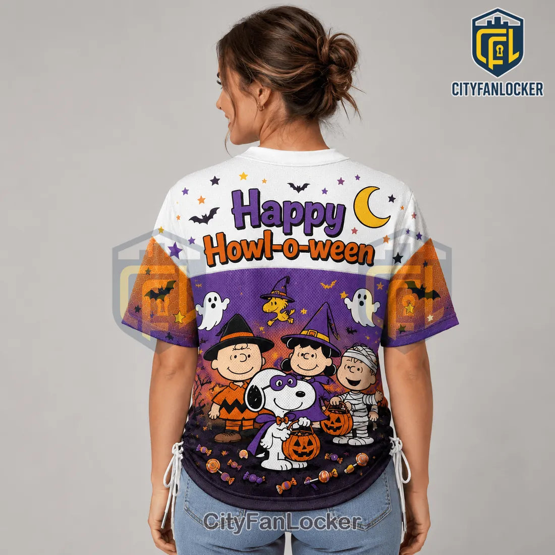 Snoopy and Friends Halloween Lace-Up Jersey T-Shirt
