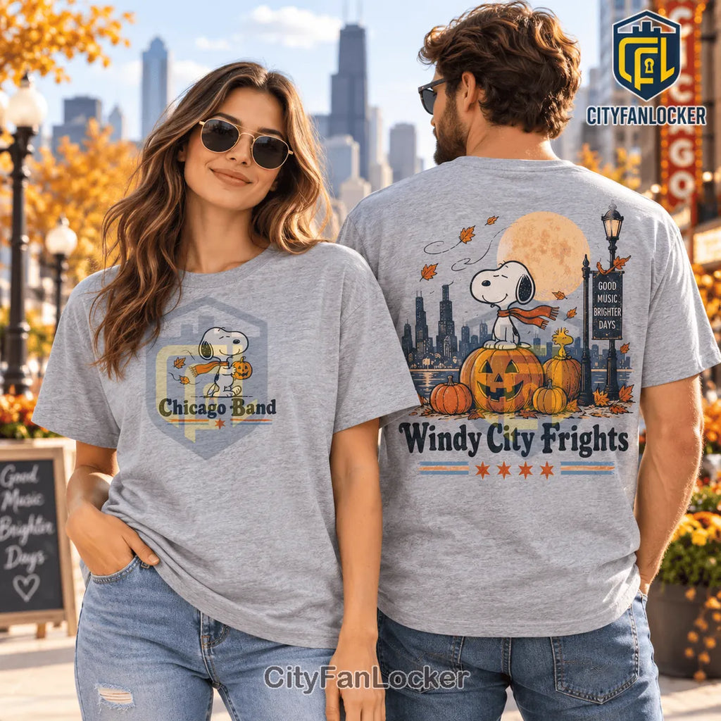 Snoopy Chicago Autumn Heather Gray T-Shirt