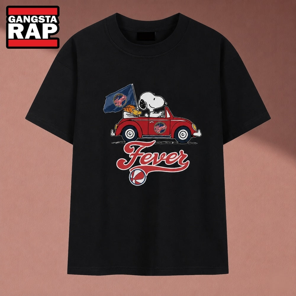 Snoopy Driving Car Indiana Fever WNBA Basketball T Shirt , Music 2D Shirt