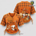 Snoopy Fall Jesus Plaid Lace-Up Jersey T-Shirt