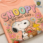 Snoopy Good Mood Picnic Peach T-Shirt