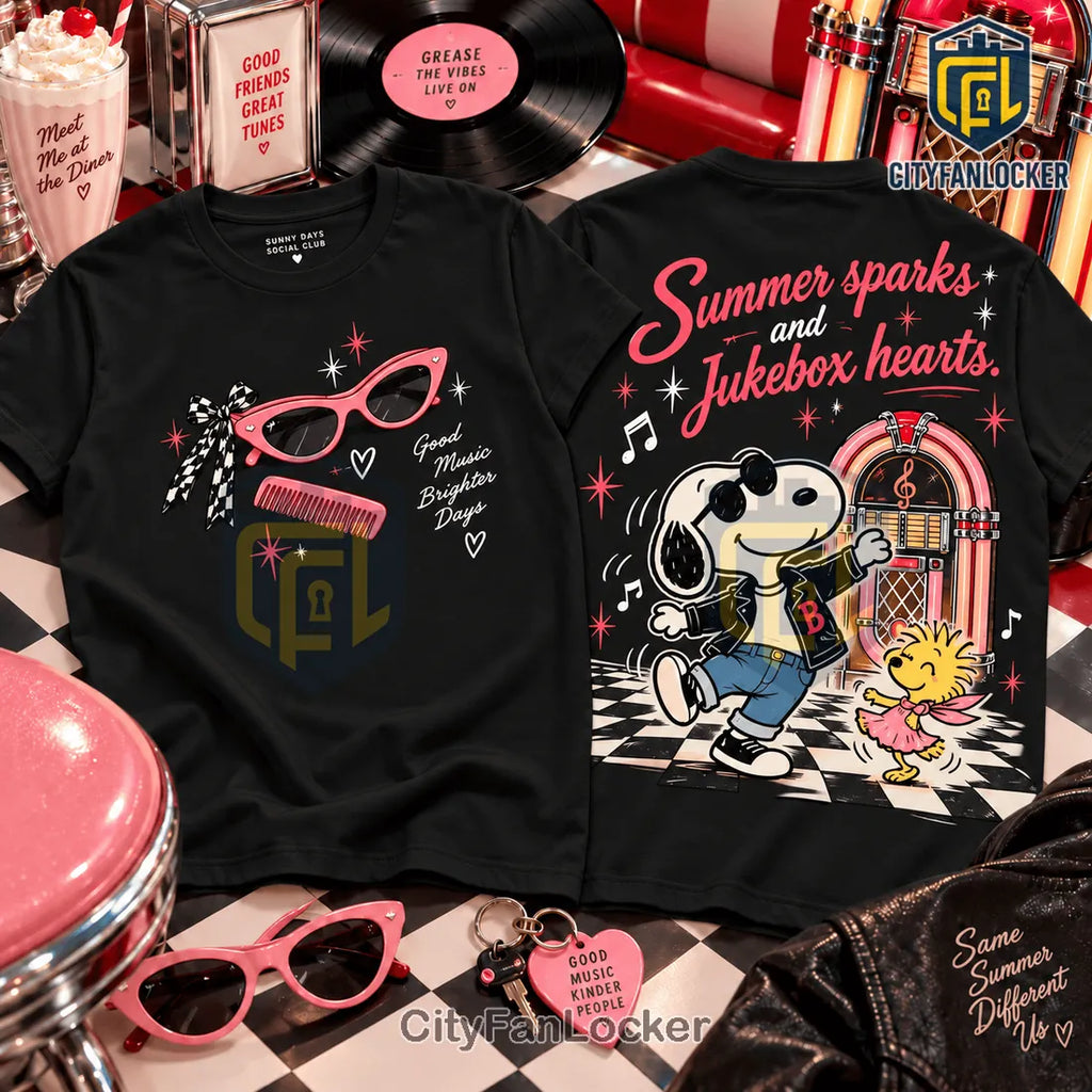 Snoopy Grease Jukebox Hearts Shirt