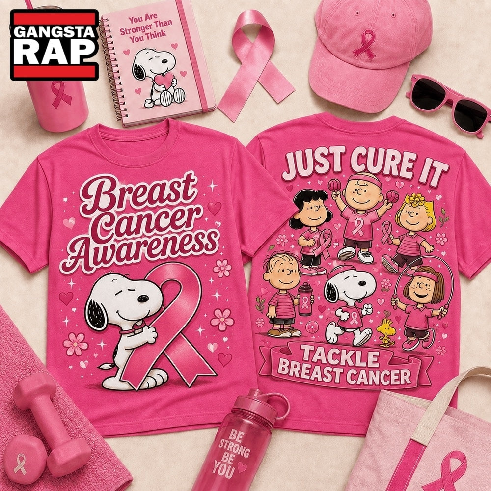 Snoopy Just Cure It Breast Cancer Awareness Hoodie T-Shirt