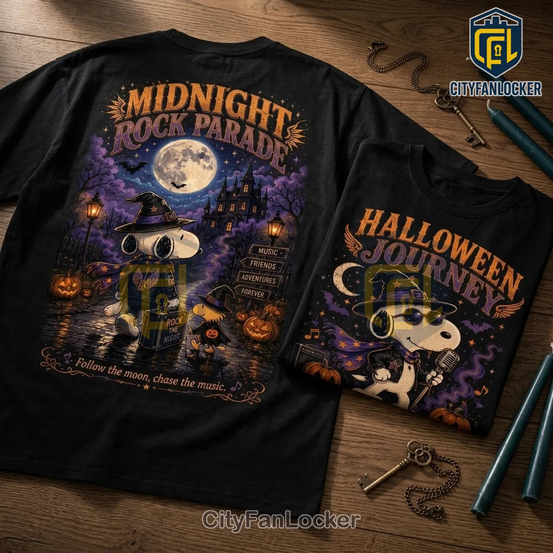 Snoopy Midnight Rock Parade Halloween T-Shirt