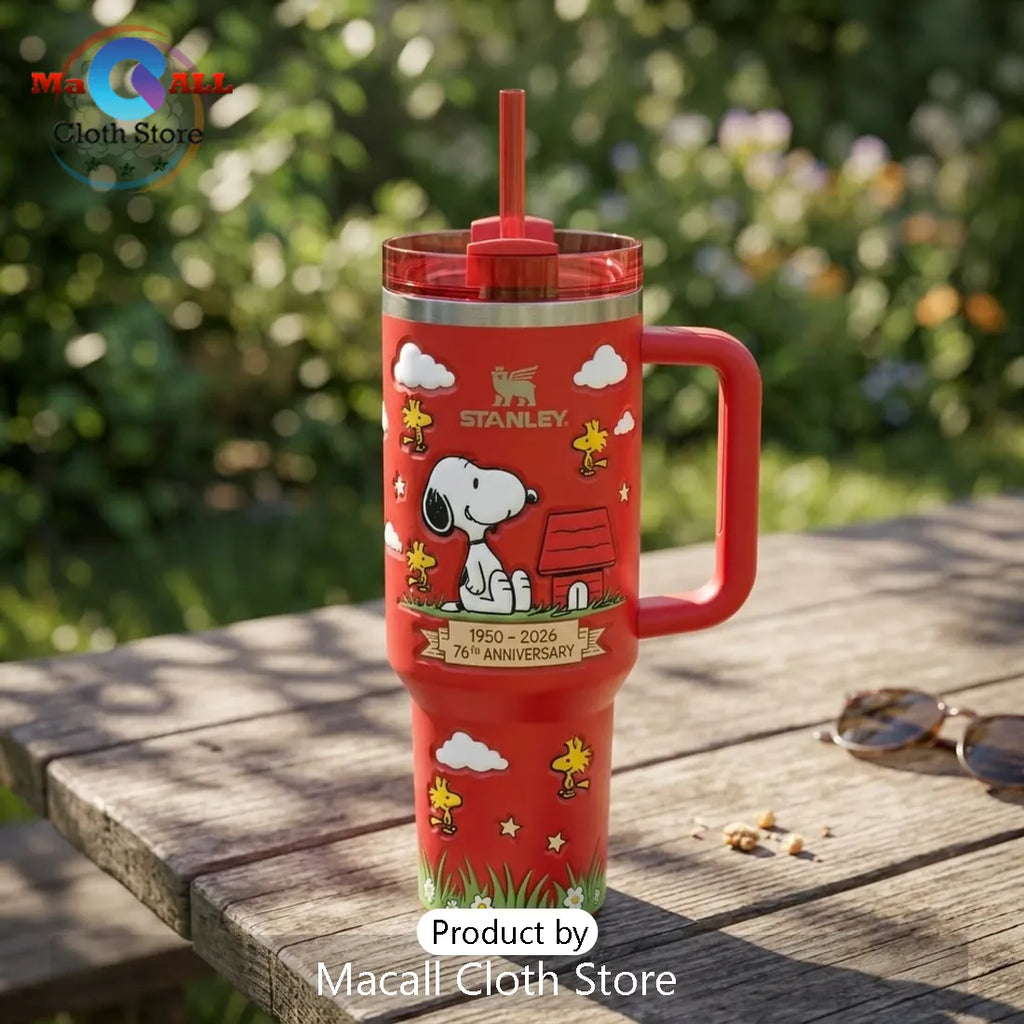 Snoopy Red Peanuts 76th Anniversary Stainless Steel Tumbler