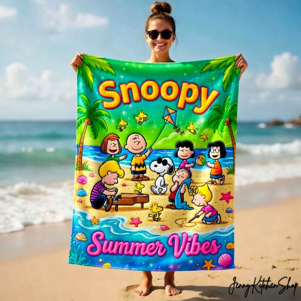 Snoopy Summer Vibes For Kids Beach Towel