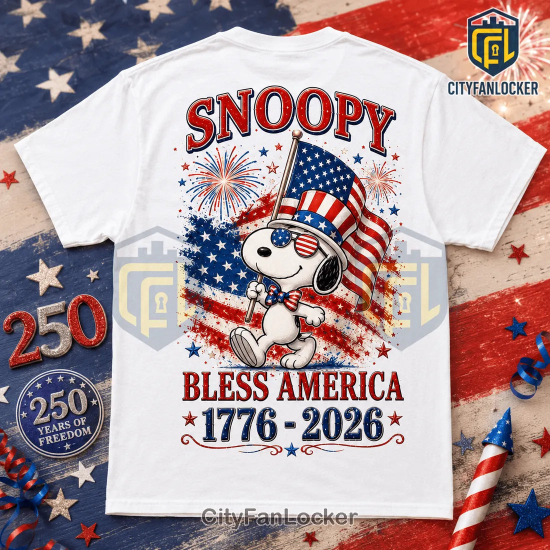 Snoopy x USA 250th Anniversary Patriotic 1776-2026 Celebration Shirt