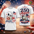 Snoopy x USA Patriotic America 250th Anniversary 1776-2026 Collectible T-Shirt