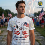 Snoopy x USA Patriotic America 250th Anniversary 1776-2026 Collectible T-Shirt