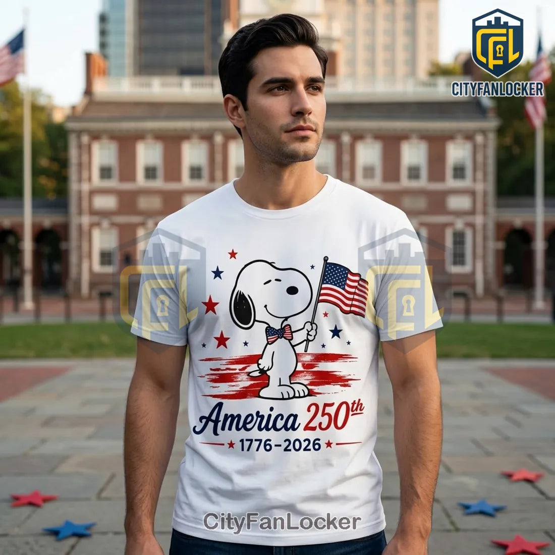 Snoopy x USA Patriotic America 250th Anniversary 1776-2026 Collectible T-Shirt