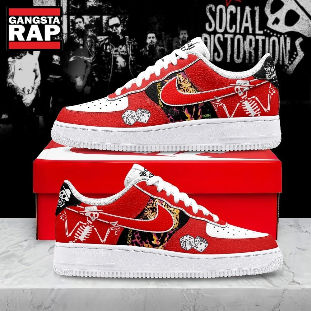 Social Distortion Skelly & Dice Custom Air Force 1 Shoes, Music Air Force 1 Shoes