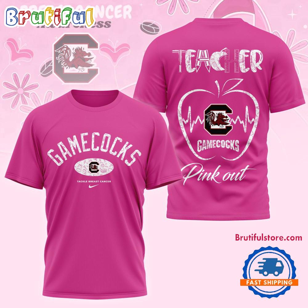 South Carolina Gamecocks 2025 NCAA Teacher Tackle Breast Cancer Unisex 3D Shirt