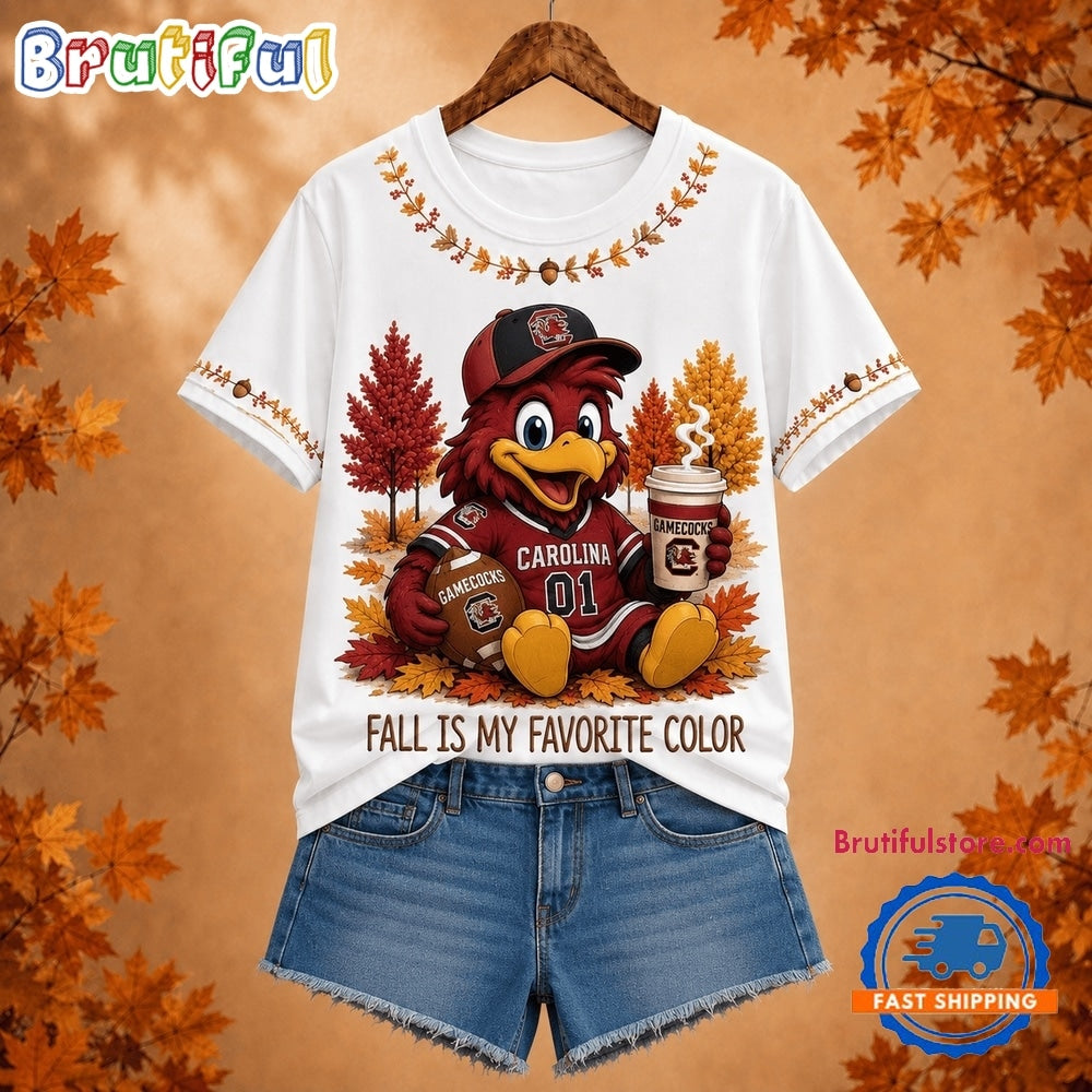 South Carolina Gamecocks NCAA Fall Is My Favorite Color Football Unisex 3D Shirt