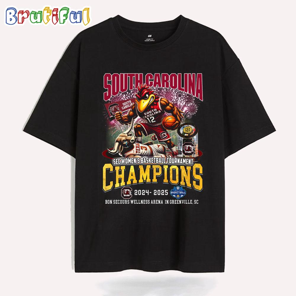 South Carolina Gamecocks Sec Women’s Basketball 2025 Champions T Shirt