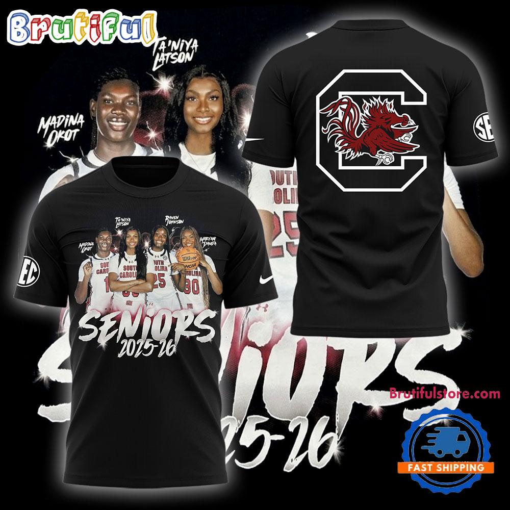 South Carolina Gamecocks Women’s Basketball NCAA 2025-2026 Champions Black T Shirt