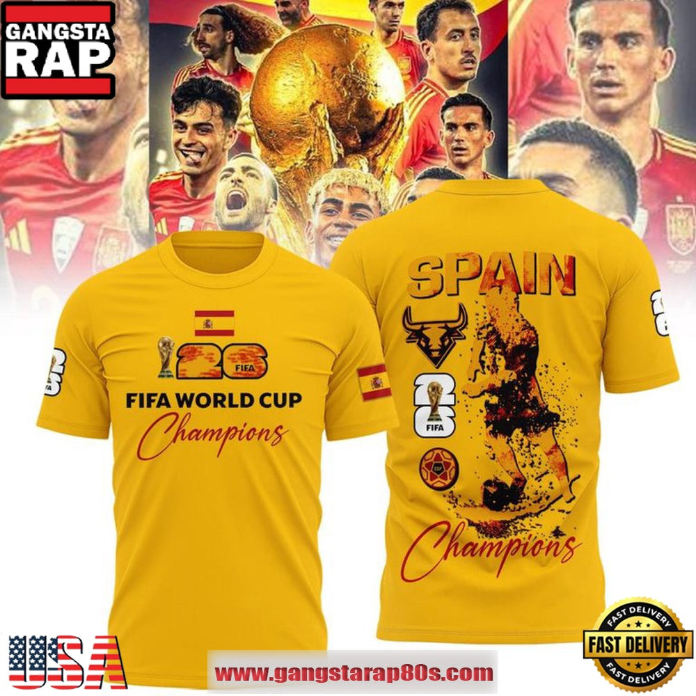 Spain National Soccer Team 2026 World Cup Champions All Over Print T Shirt