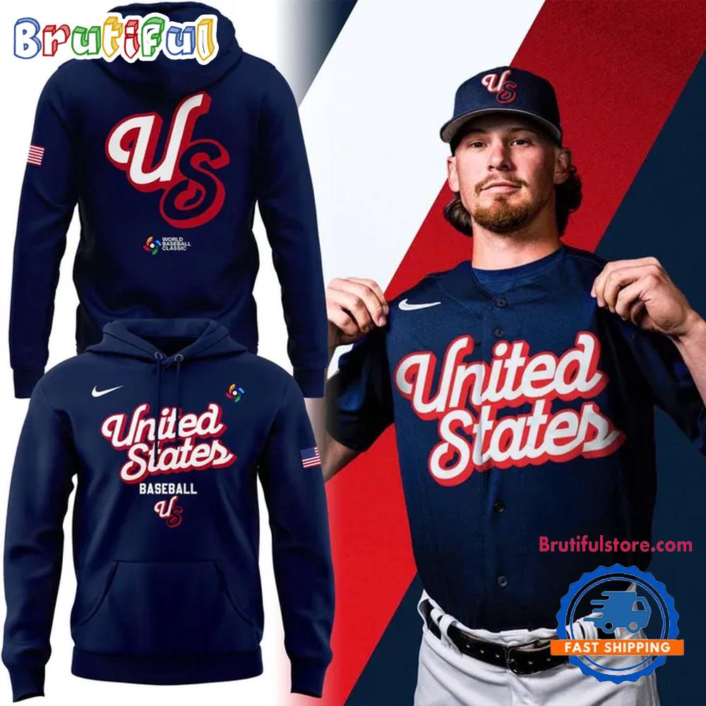Special 2026 World Baseball Classic USA Baseball Team New Uniform Navy Hoodie T-Shirt
