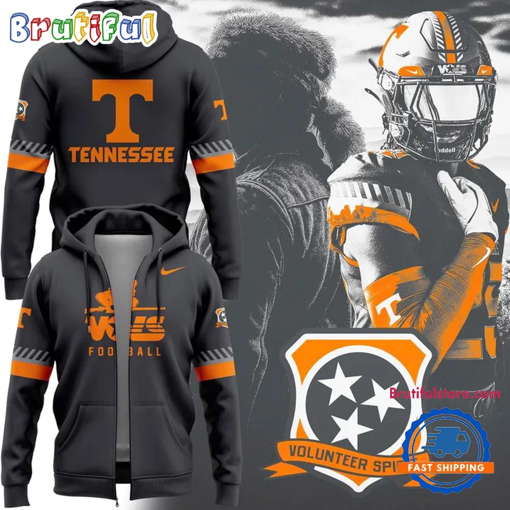 Special New Smoke Grey Tennessee Volunteer Spirit All Patchs Vols Zipper Hoodie
