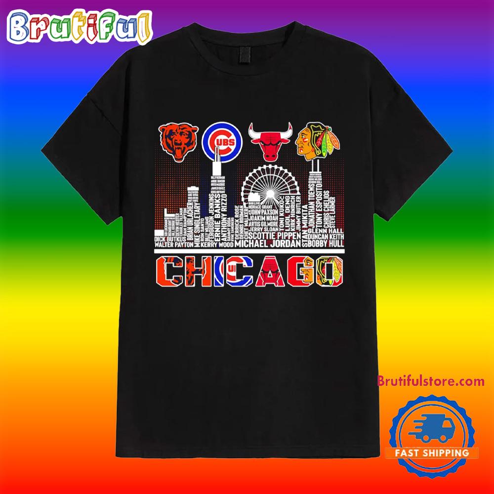 Sports in Chicago Players Names Skyline Shirt