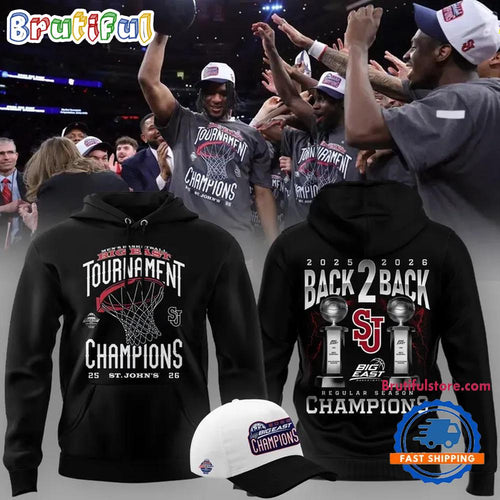 St John’s Red Storm Men’s Basketball 2026 Big East Tournament Champions Back 2 Back Hoodie T-Shirt