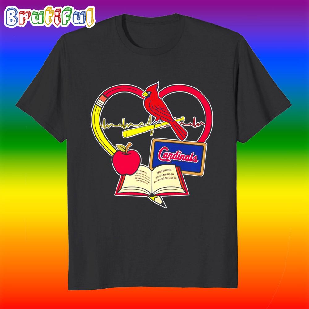 St. Louis Cardinals Educators and Baseball Heart Apple T Shirt