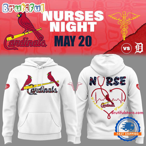 St. Louis Cardinals NURSES NIGHT White Hoodie T-Shirt