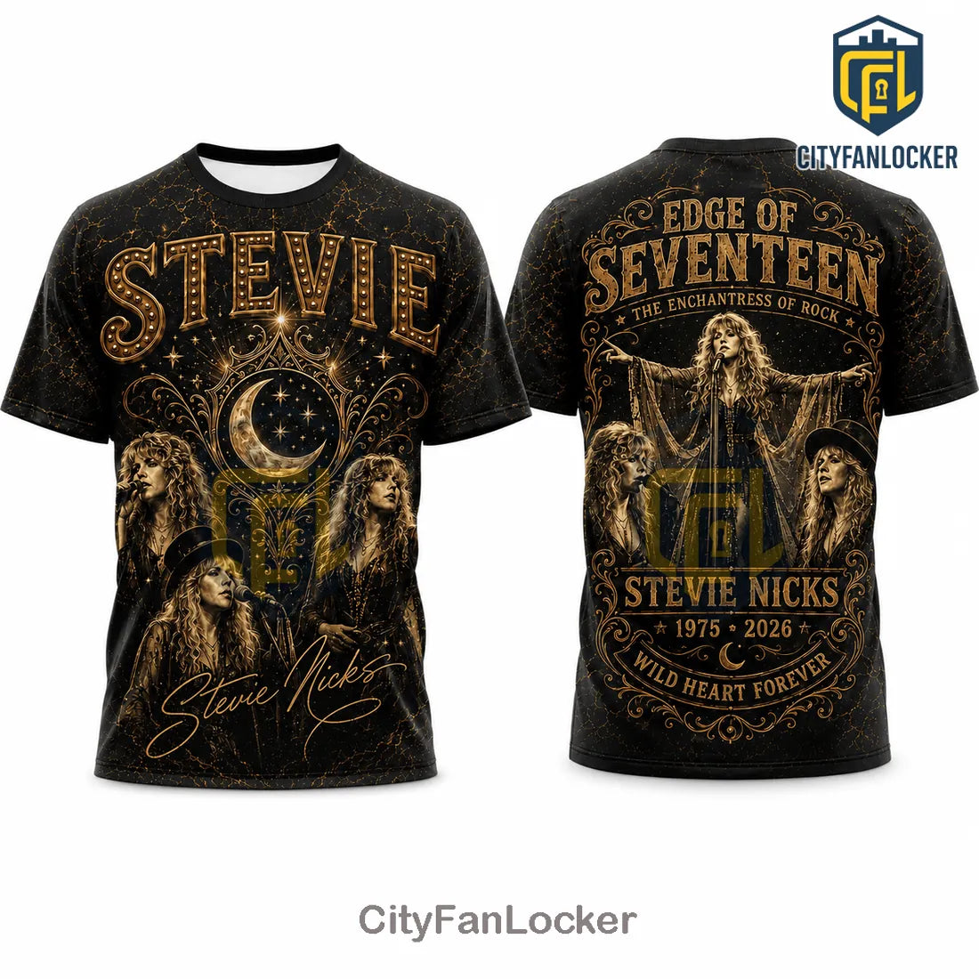 Stevie Nicks Enchantress Of Rock Moon Phases Black T-Shirt