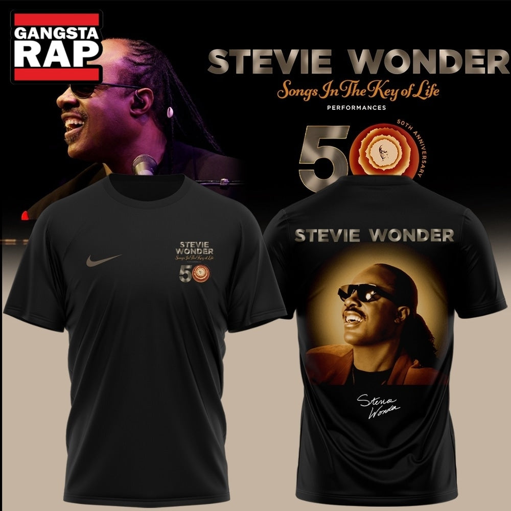 Stevie Wonder Songs in the Key of Life Performances 50th Anniversary Black T Shirt