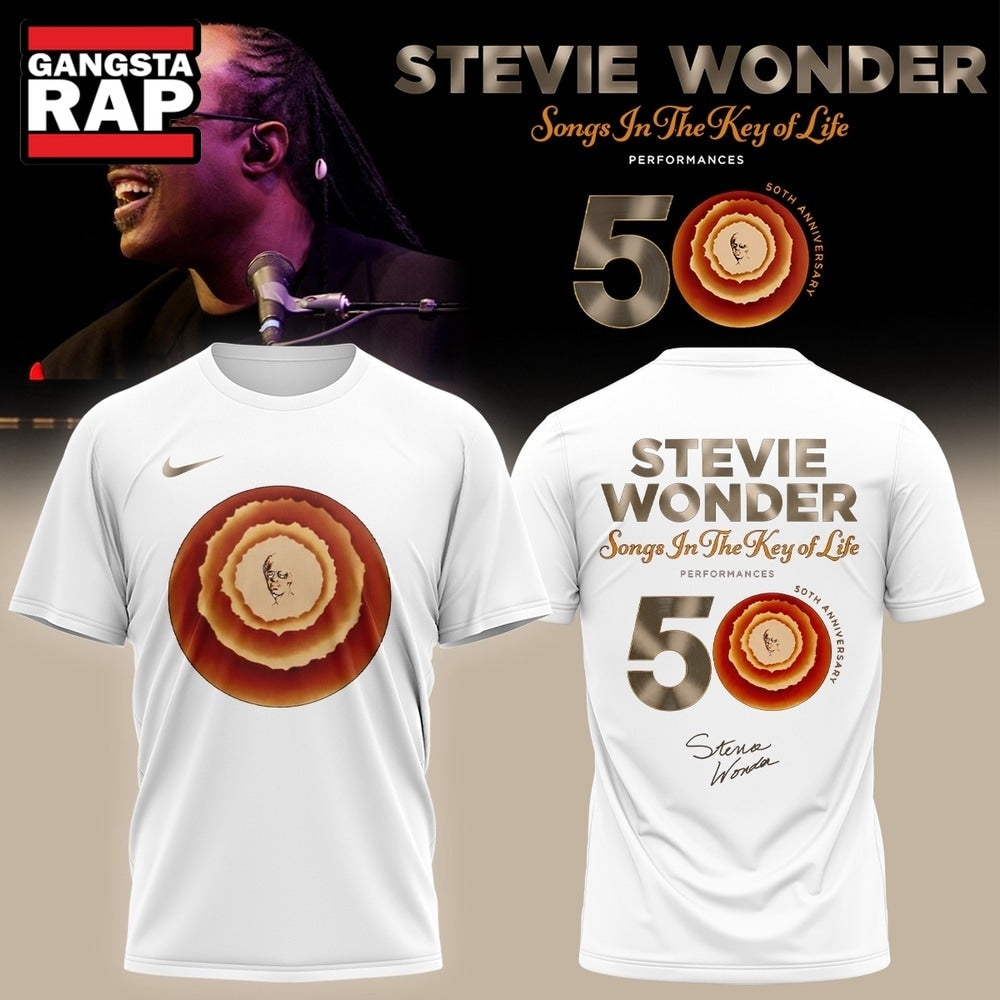 Stevie Wonder Songs in the Key of Life Performances 50th Anniversary White T Shirt