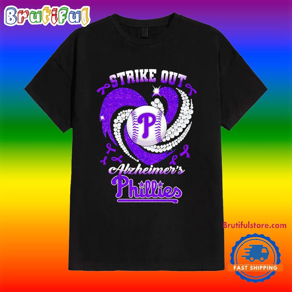 Strile Out Alzheimer’s Philadelphia Phillies Heart T Shirt