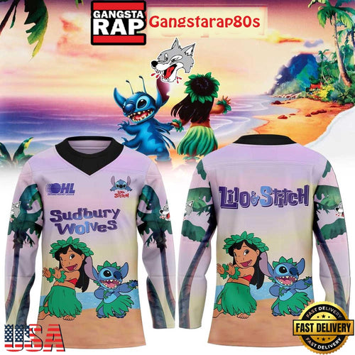 Sudbury Wolves Lilo & Stitch 626 Special Edition Hockey Jersey