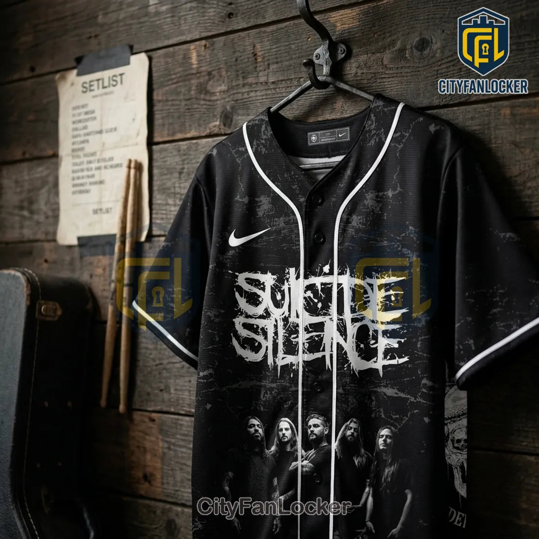 Suicide Silence Reminders of Hell Tour Black Baseball Jersey