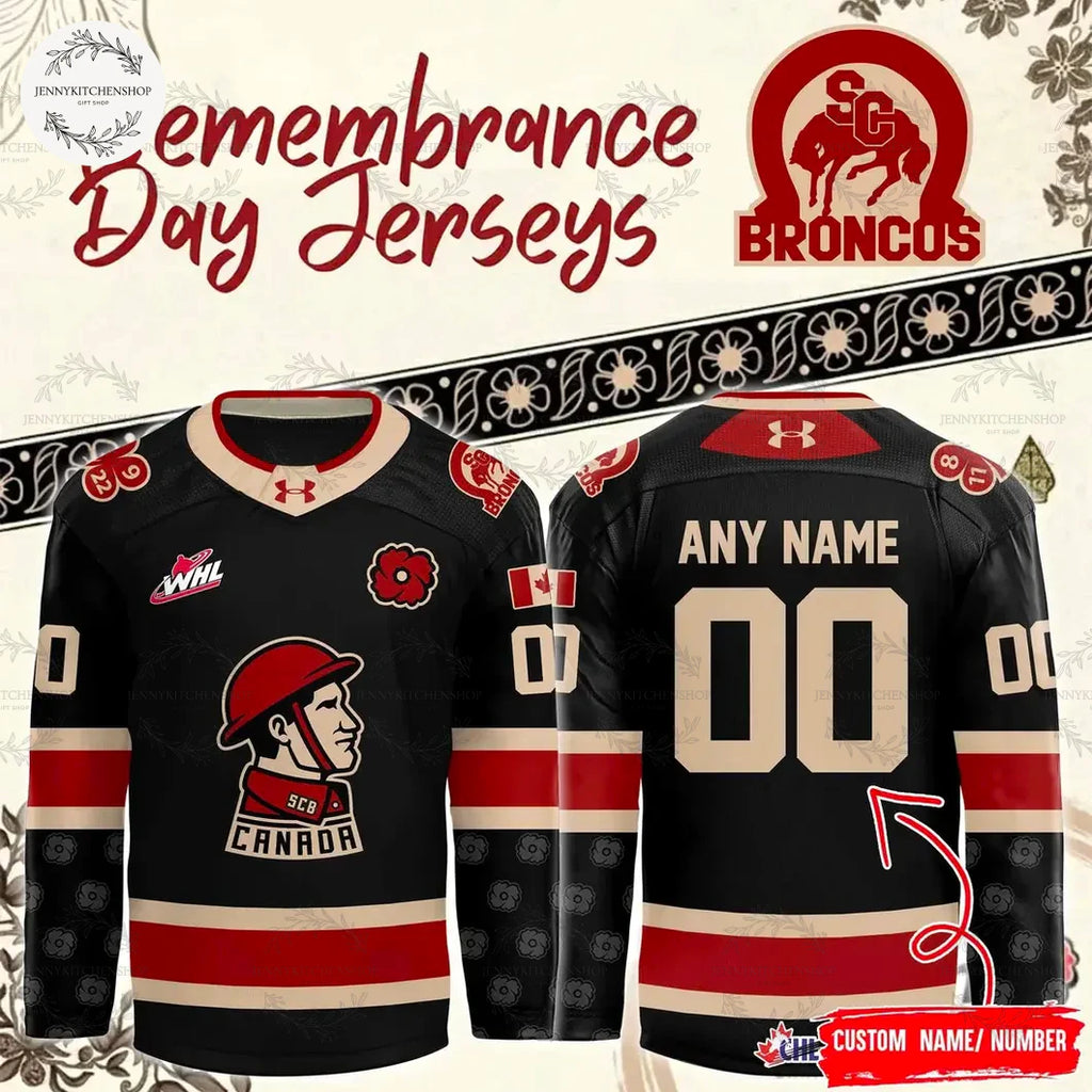 Swift Current Broncos 2025 Remembrance Day Hockey Jersey