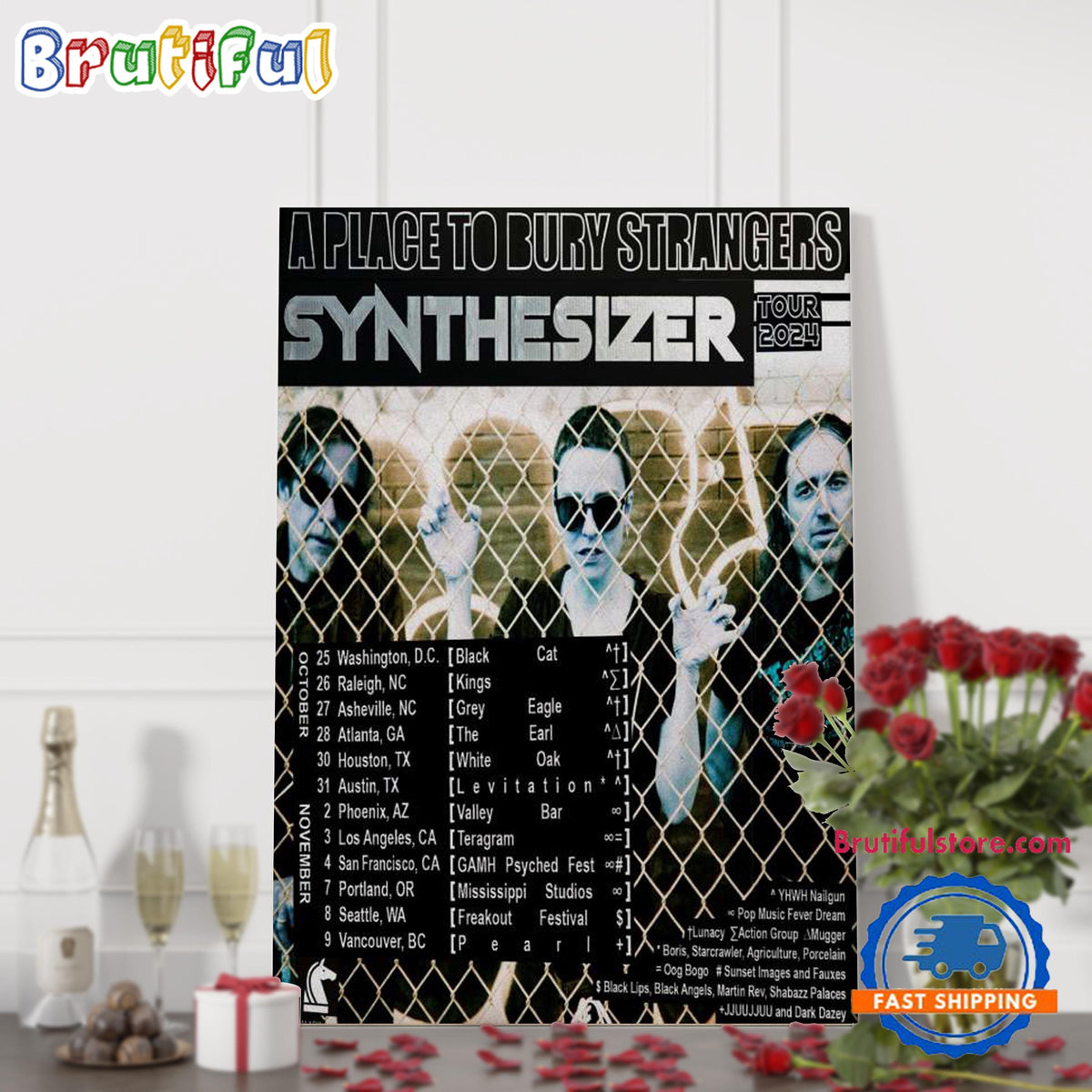 Syn The Sizer A Place To Bury Strangers Tour Oct-Nov 2024 Poster Canvas Art