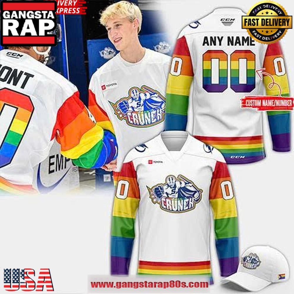 Syracuse Crunch Pride Month 2025 White Custom Hockey Jersey