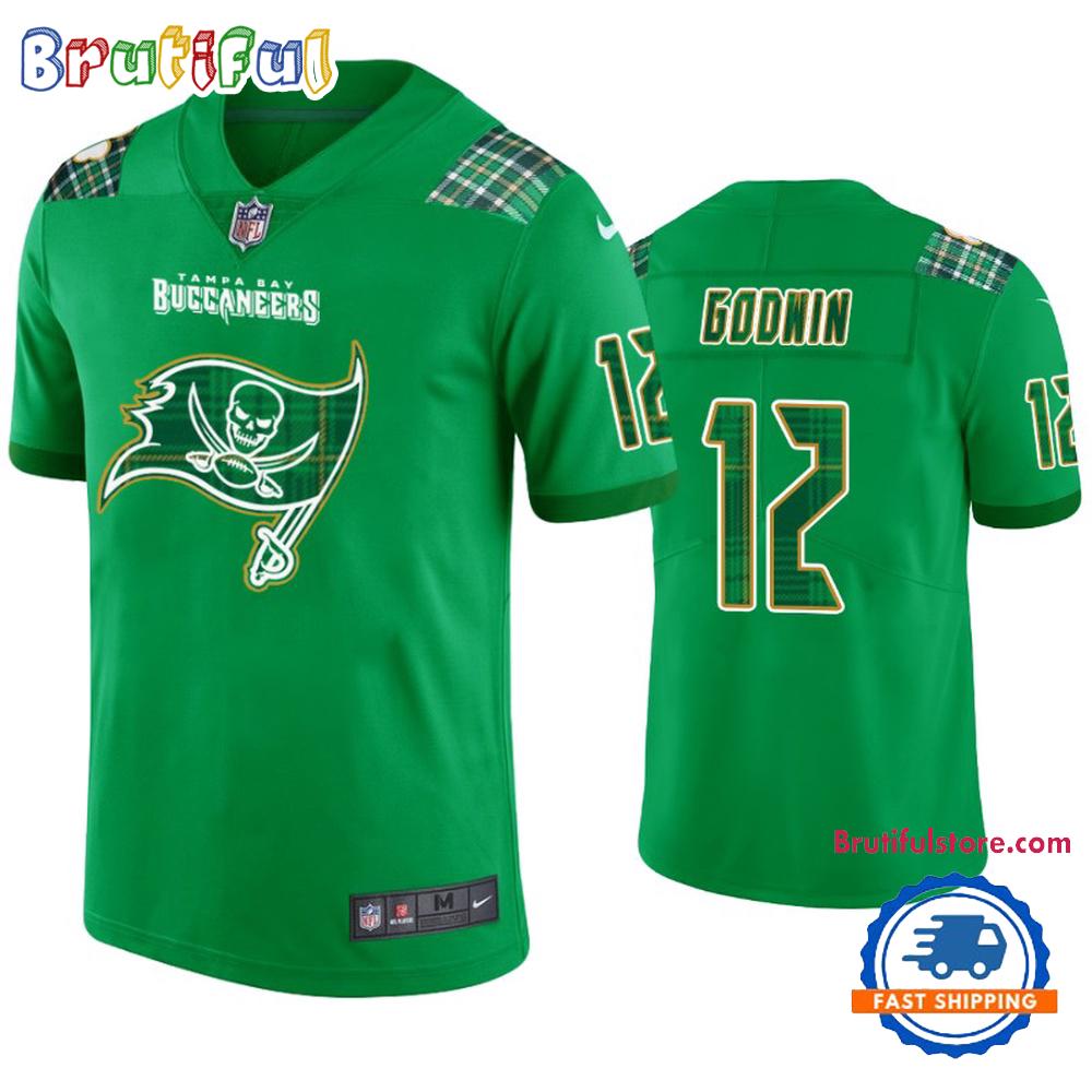 Tampa Bay Buccaneers #12 Chris Godwin Jersey St. Patricks Day Kelly Green Lucky Football Jersey