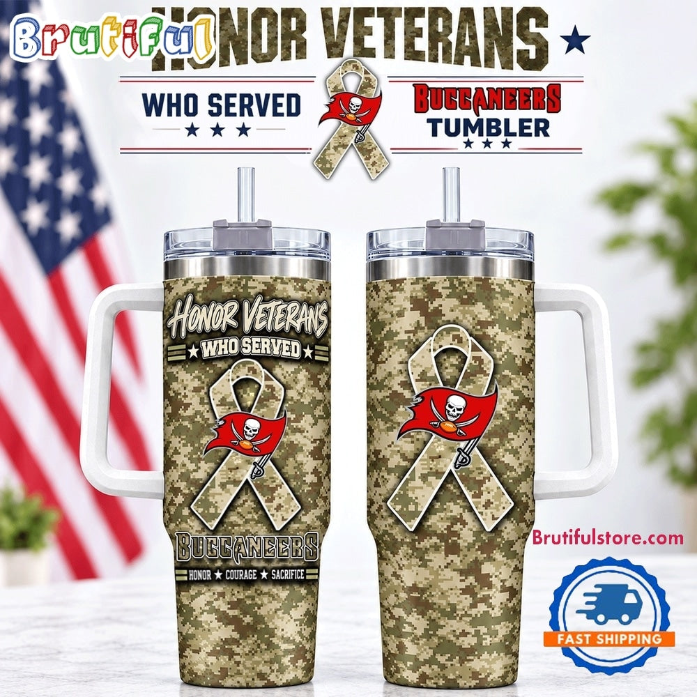 Tampa Bay Buccaneers 2026 NFL Honor Veterans Camo Stanley Tumbler
