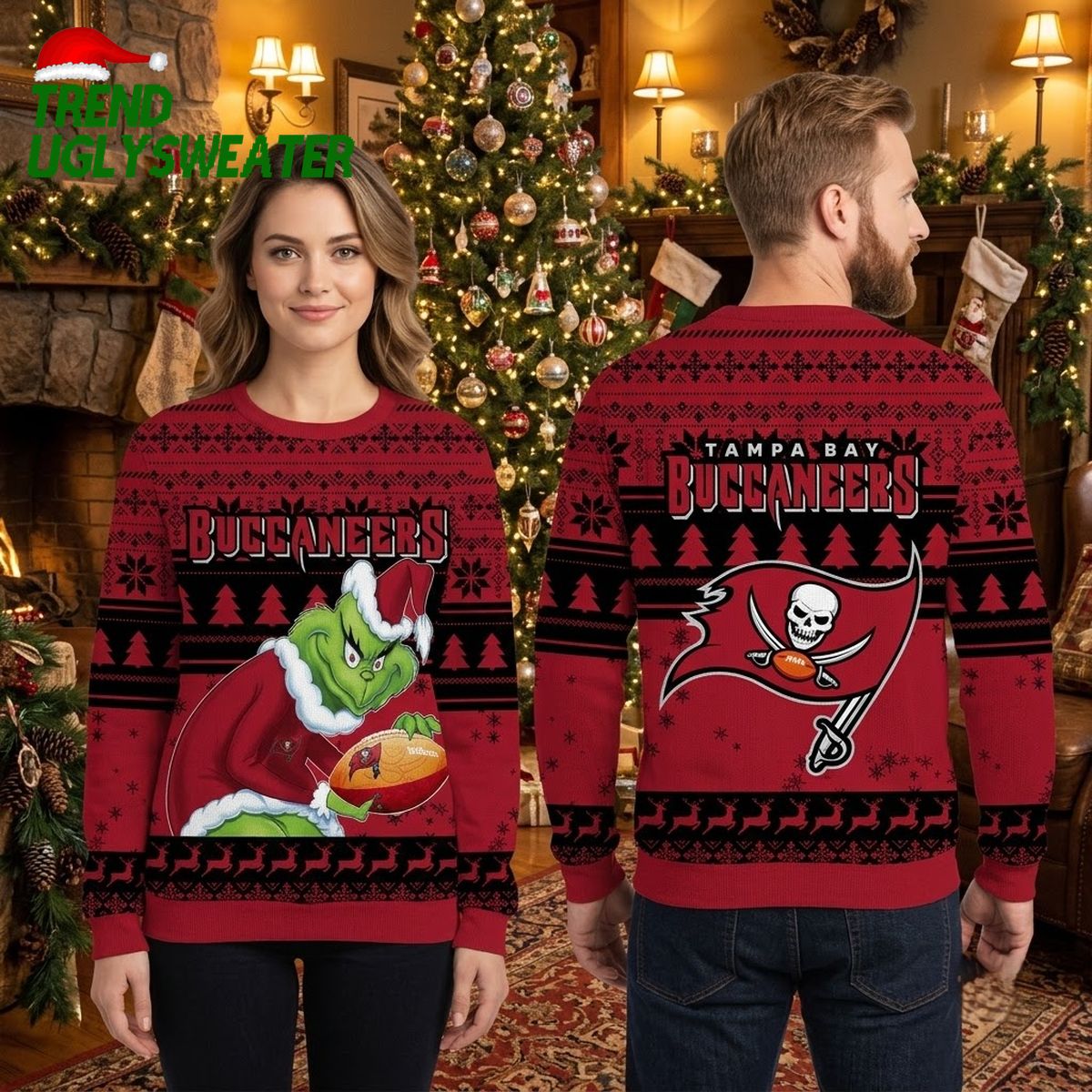 Tampa Bay Buccaneers Grinch Football Gift For Bucs Fans Ugly Christmas Sweater
