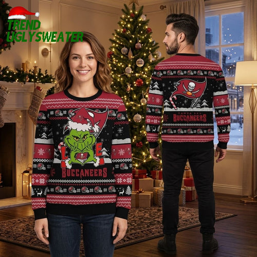Tampa Bay Buccaneers Grinch Santa Hat , Holiday Gift For Bucs Fans Ugly Christmas Sweater