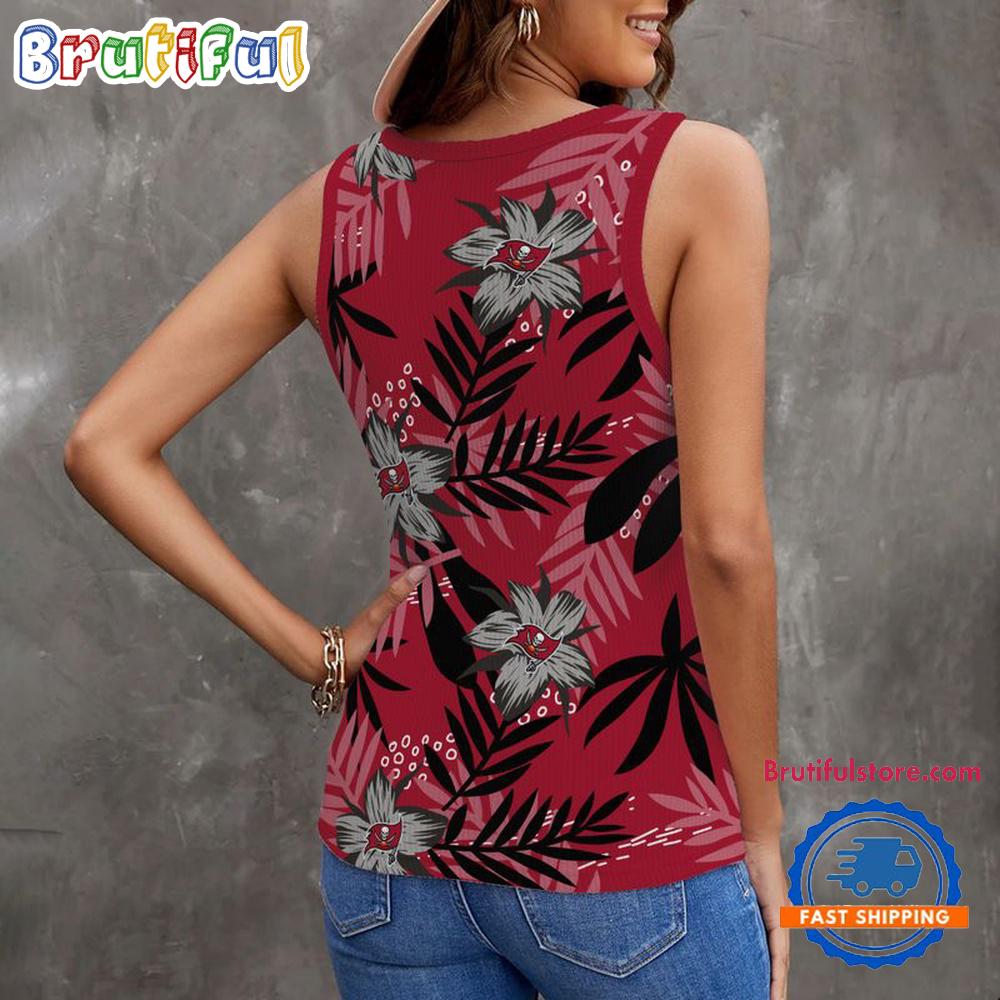Tampa Bay Buccaneers Hibiscus Pattern Women’s V-Neck Ribbed Tank Top