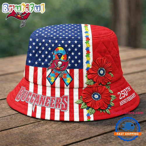 Tampa Bay Buccaneers NFL Autism America 250th Anniversary Bucket Hat
