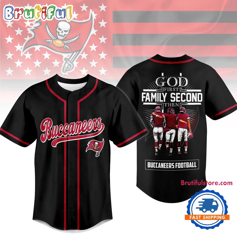 Tampa Bay Buccaneers NFL God First Family Second Faith & Brotherhood Baseball Jersey