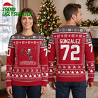 Tampa Bay Buccaneers Skull Pirate Logo Gonzalez 72 Ugly Christmas Sweater