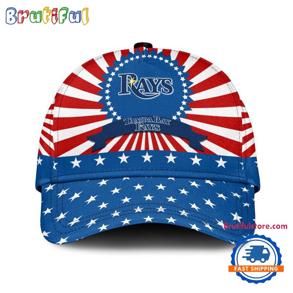 Tampa Bay Rays American Flag Pattern Independence Day Baseball Cap