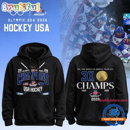 Team USA 2026 Olympic Men’s Ice Hockey Champions Limited Edition Black Hoodie T-Shirt