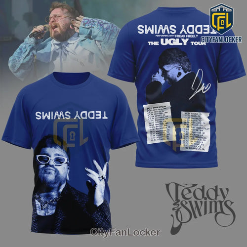 Teddy Swims Official The Ugly Tour Merch Blue T-Shirt