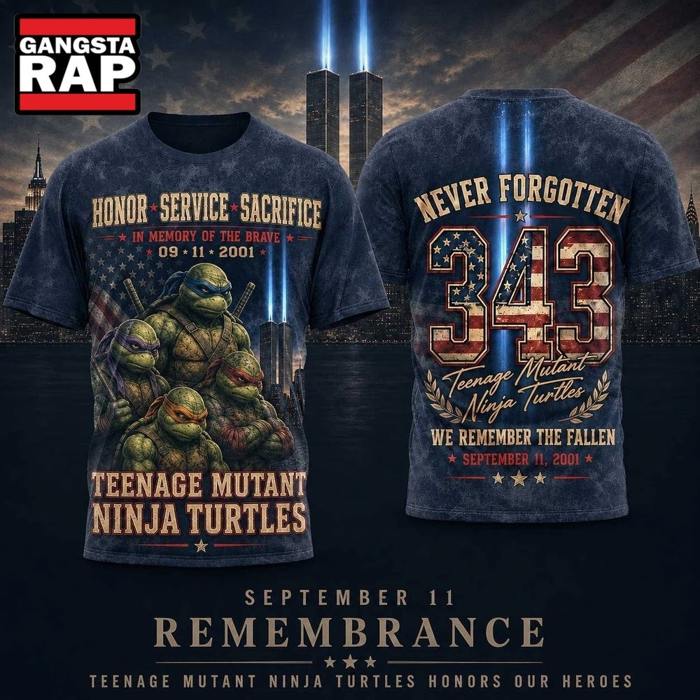 Teenage Mutant Ninja Turtles 911 Tribute Twin Towers and 343 Printed 3D Shirt